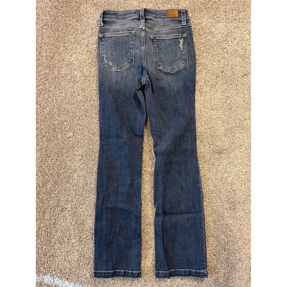 Judy Blue Jeans Women 3/26 Blue Boot Cut Distressed JB82541DK Stretch Denim - Picture 2 of 10